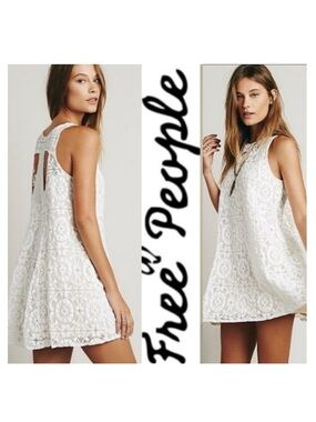 Free People Cream‎ Nude Wallflower Lace Tent Dress,. Size Medium